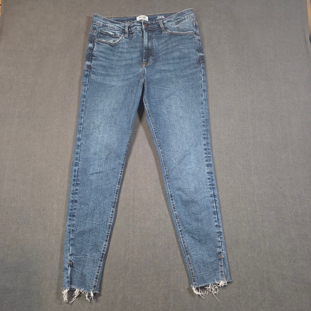 Kensie Jeans The Kelsey High Rise Skinny Womens 8/29 Blue Raw Hem Denim 8141